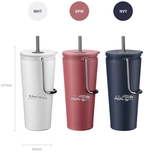 Bình Giữ Nhiệt Có Ống Hút Lock&Lock Bucket Tumbler with Straw LHC4268 in ấn logo thương hiệu