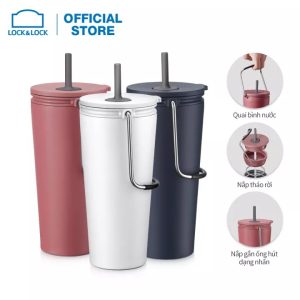 Bình giữ nhiệt có ống hút Lock&Lock Bucket Tumbler with Straw LHC4268 – In ấn Logo thương hiệu