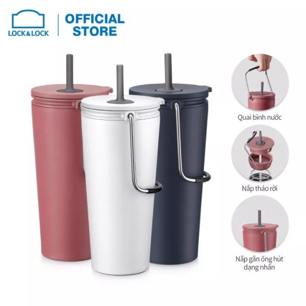 Bình giữ nhiệt có ống hút Lock&Lock Bucket Tumbler with Straw LHC4268