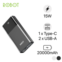Pin dự phòng Robot SẠC NHANH 15W RT22S 20000mAH In Logo