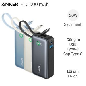 Pin sạc dự phòng SẠC NHANH 30W Anker Nano A1259 10000mAH In Logo
