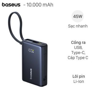 Pin sạc dự phòng SẠC NHANH 45W Baseus PicoGo PPPG-1W45C 10000mAh In Logo
