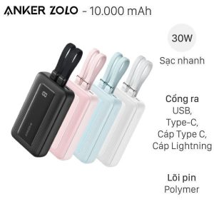 Pin sạc dự phòng SẠC NHANH 30W Anker Zolo A1680 10000mAH In Logo