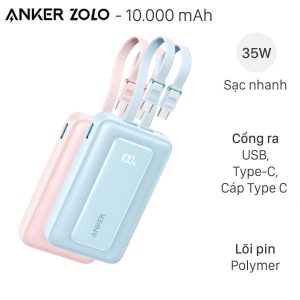 Pin sạc dự phòng SẠC NHANH 35W Anker Zolo A1680 10000mAH In Logo