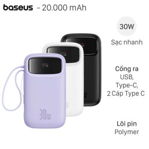 Pin sạc dự phòng SẠC NHANH 30W Baseus Qpow 2 PPQD4-20C 20000mAh In Logo