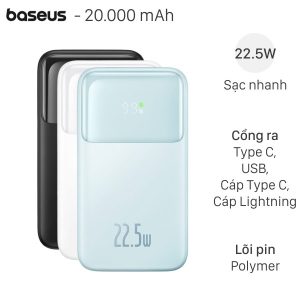Pin sạc dự phòng SẠC NHANH 22.5W Baseus Comet PPMD20 20000mAH In Logo